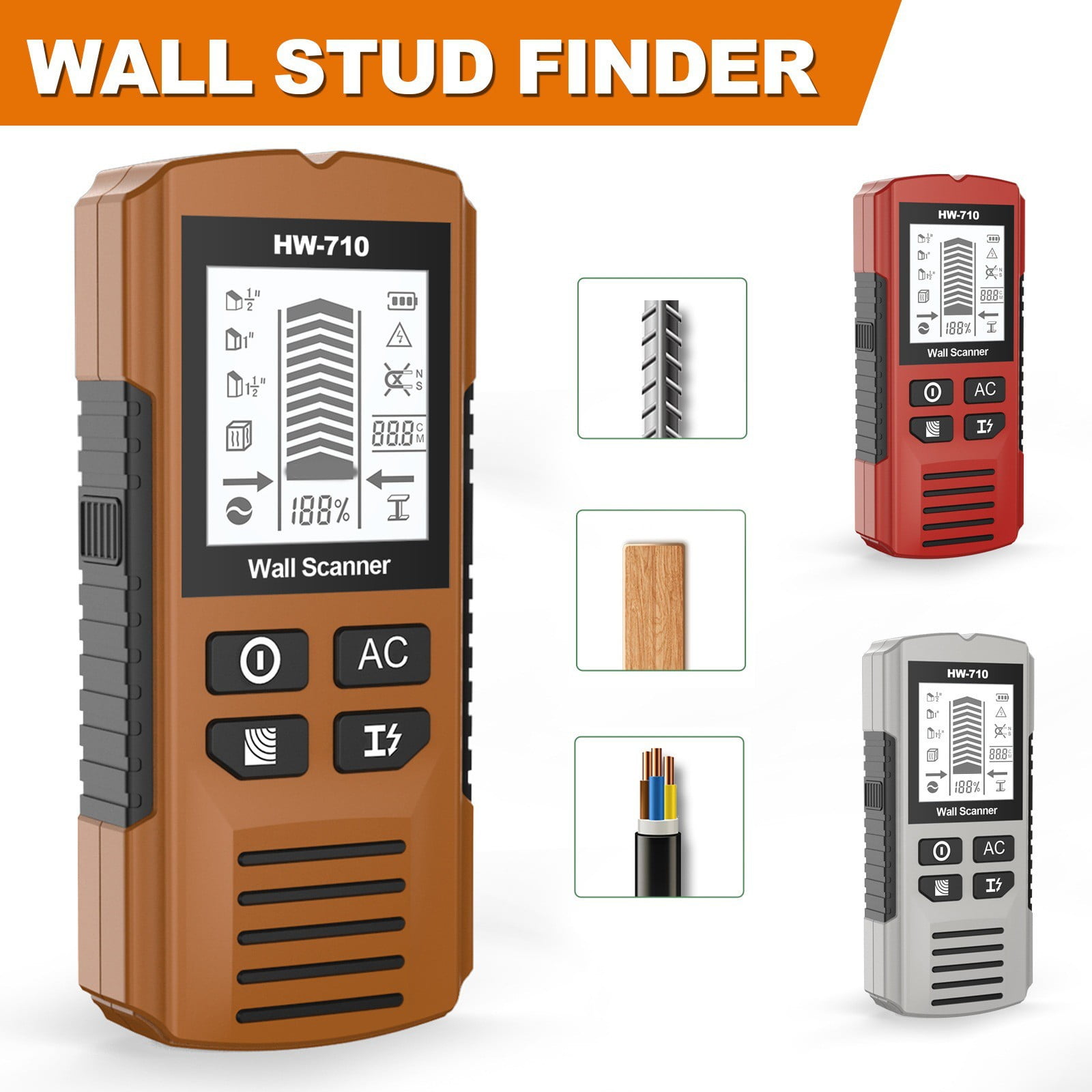 5 Function LCD Display Wall Scanner for Stud Metal AC Wire Electrical Tools Grade