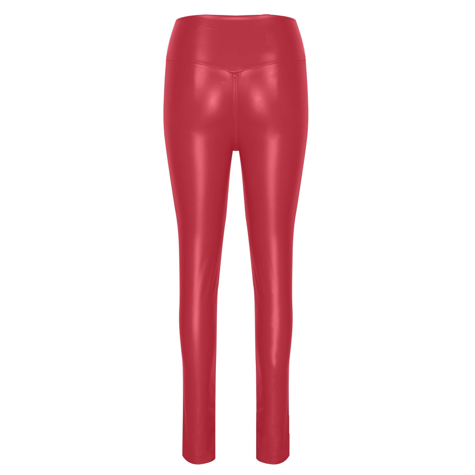 successthop Womens Faux Leather Leggings Leather Shiny Stretchy Pleather Leggings Tights High Waisted Butt Lifting Leggings Tights Comfy Skinny Pull On PU Pants Red XS