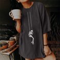 thumbnail image 4 of Tops de mujer Estilo gótico oscuro Cráneo contemplativo Colgando en el aire Características de balanceo Casual Manga corta Verano Estampado retro Manga corta suelta Pompotops hfajkhk138733, 4 of 9