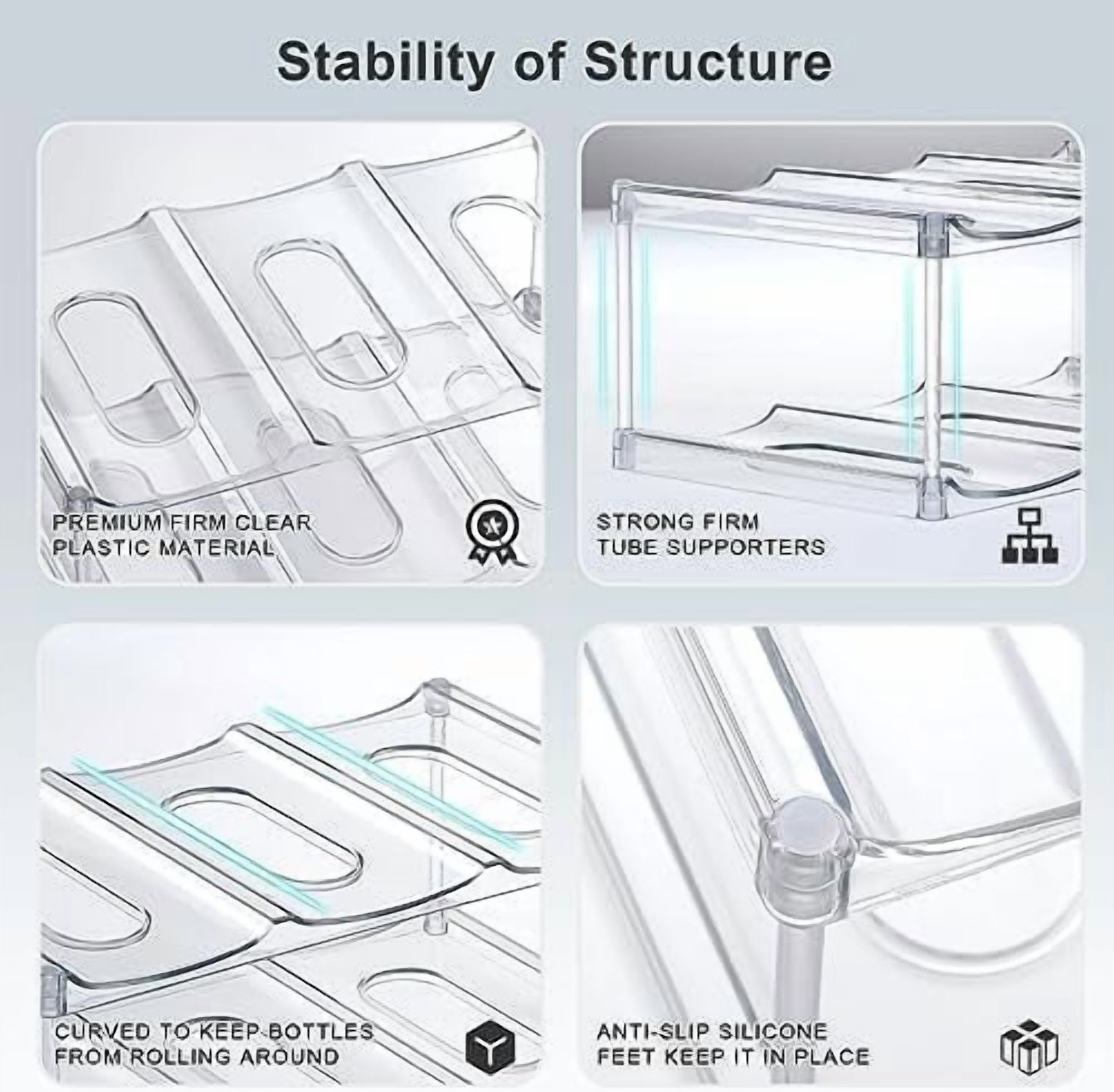 LARGER Compartment - Stackable Water Bottle Organizer Holder - for Stanley & Others' Large Tumbler - Clear Wine Rack, Cup Bottle Holder for Cabinet Home Countertop Fridge Pantry Shelf, 3 Tier Hold 9