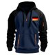 thumbnail image 3 of Ceisia Men's Flag Print Color Block Embroidered Gift Pocket Half Zip Drawstring Casual Athletic Hoodie, 3 of 4
