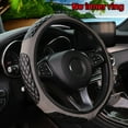 thumbnail image 2 of SNNROO Premium PU Leather Steering Wheel Cover with Embroidered Design  Universal Fit for 14.5-15 Inch Steering Wheels, 2 of 7