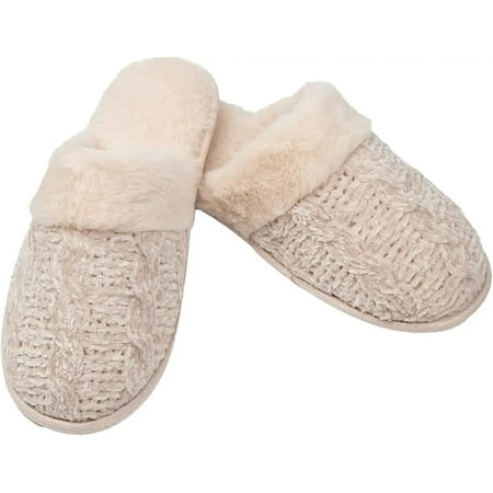 

Roxoni Clog Sandals for Women Fur Trim Slippers Sweater Knit Slippers 5 Sizes and 4 Colors Comfortable and Great Grip Offers Great Support to Your Feet Luxurious Design