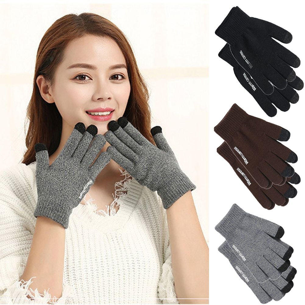 SPRING PARK Winter Kids Gloves TouchScreen Full Finger Mittens Winter Warm Knitted Kid Gloves