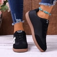 thumbnail image 2 of Womens Fashion Sneakers Color Block Suede Casual Trainers Athletic Shoes Classic Antislip Sole Lace up Skate Shoes Round Toe Tennis Shoes Black Size 9, 2 of 7
