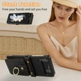 thumbnail image 2 of Phone Case for Samsung Galaxy Z Flip 3 5G 2021 Wallet Cell Cover with and Crossbody Strap Ring Stand RFID Credit Slot Card Holder Leather Flip ZFlip3 Z3 Flip3 3Z Women Men Girls Black, 2 of 7