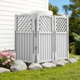 thumbnail image 4 of Devoko Fence Privacy Screen,4 Panels Outdoor Screen Enclosure for Patio & Yard, Resin Fence Panels Ideal for Hiding Air Conditioner and Trash Can, Gray, 4 of 7