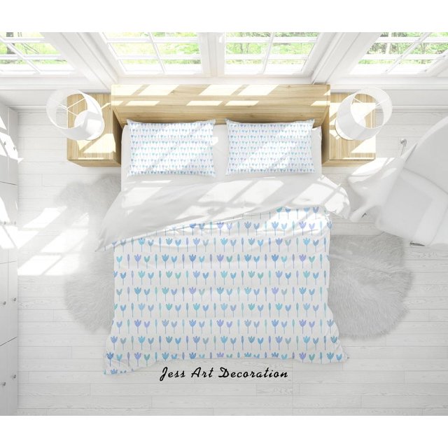 3D Azul Púrpura Floral Funda de edredón Set Ropa de cama Set Funda de edredón Fundas de almohada Sf52