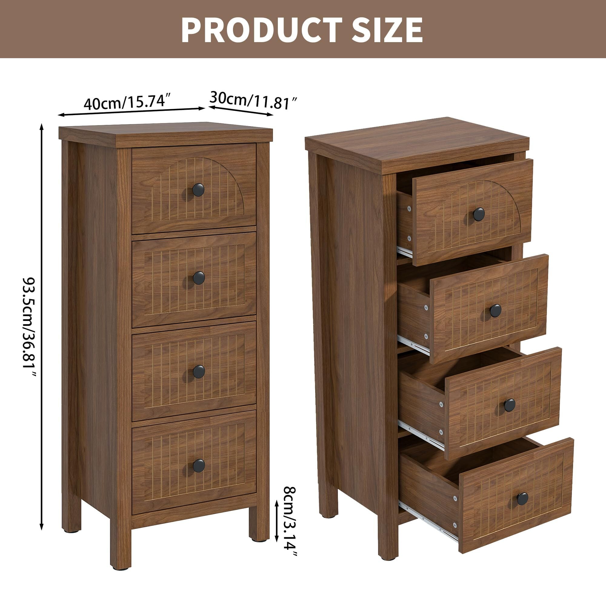 Farmhouse Nightstand & Dresser, Dresser for Bedroom with 4 Drawers, Wooden Storage Cabinet Sofa Table