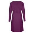 thumbnail image 5 of Fesfesfes Women Dress Casual Fall Solid Sexy U-Neck Buttons Long Sleeve Waist Dress Under $10, 5 of 8
