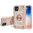 thumbnail image 2 of 3 Layers Multi-Functional Rugged Case Compatible with iPhone 11 6.1 inch,Hard PC+Soft TPU Shockproof Kickstand Full body Protetion with Hand Ring Len Protection, Rosegold Colorful, 2 of 5