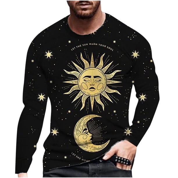 Hombres manga larga O-cuello impreso moda pulóver camisa casual Tops blusa Pompotops oipoqjl2263