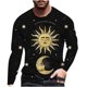 thumbnail image 1 of Hombres manga larga O-cuello impreso moda pulóver camisa casual Tops blusa Pompotops oipoqjl2263, 1 of 9