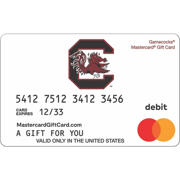 Mastercard® $20-$500 eGift Card University of South Carolina (Plus $6.84 Purchase Fee) [Email Delivery]