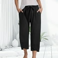 thumbnail image 2 of vigerkar Women's Cotton Linen Capri Pants Casual Cropped Baggy Trousers Comfy Loose Palazzo Lounge Pants with Pockets 2025 Black, M, 2 of 6