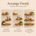 thumbnail image 6 of MEHOOM Set of 3 Live Edge Solid Wooden Floating Shelves, Rustic Farmhouse Vintage Wall Shelf Display Decor for Living Room, Bathroom, Bedroom, Brown, 6 of 12