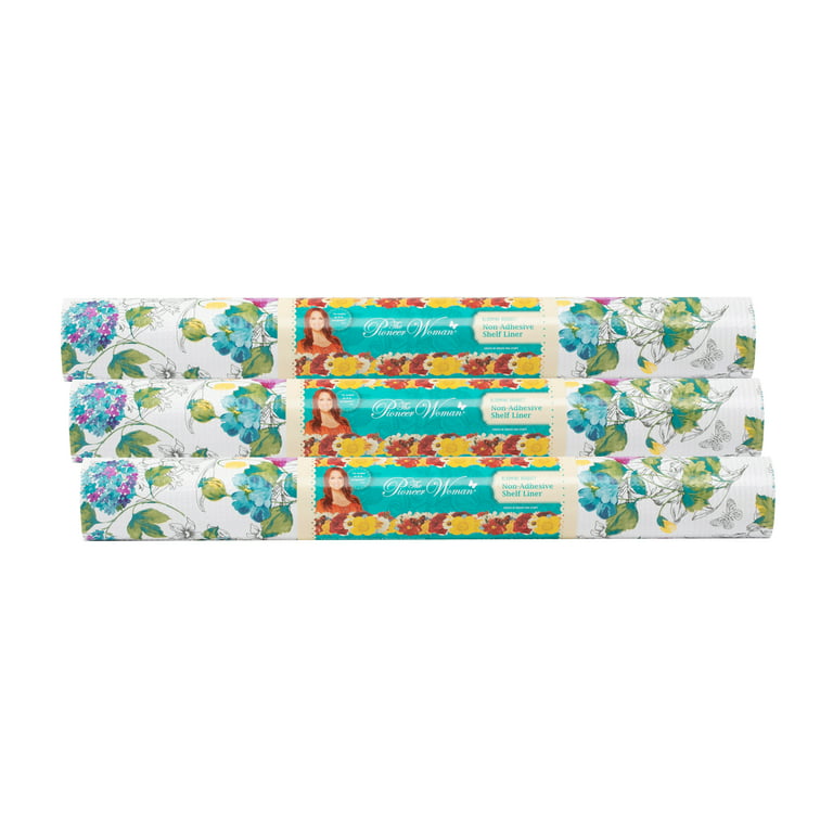 The Pioneer Woman Non-Adhesive Shelf Liner, Blooming Bouquet, 20 in. x 6 ft. Roll, 3 Count, Size: 20 inch x 6 inch