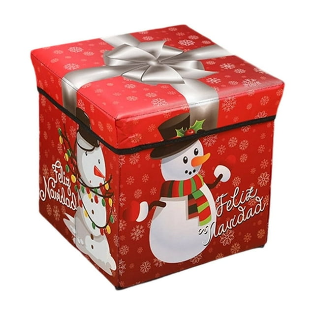 SIYTUAU Design B Home Storage Stool With Lid Christmas Gift Box Toy Organizer Non-Woven Fabric Foldable Box 30 X 32 Cm Multifunctional B