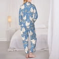 thumbnail image 3 of Pajama Sets for Women 2 Pcs, Cartoon Cute Chicken Daisy Button Down Long Sleeve Sleepwear Lounge PJ Sets, 3 of 6