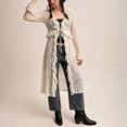 thumbnail image 6 of COMVALUE Women Lace Mesh Tie Front Maxi Top Ruffled Long Sleeve Sheer Cardigan See Through Flowy Kimono Cover Up Shirt Beige for Size S, 6 of 8