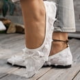 thumbnail image 7 of Casual Shoes for Women Elegant Wide Fit Lace Mesh Pointed Toe With Bow Breathable Casual Shoes For Everyday Wear,White,CN:40(US:8.5), 7 of 7