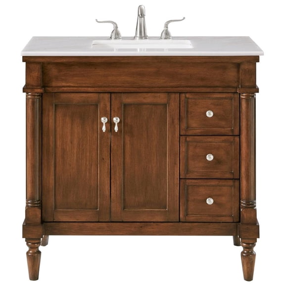 36 In. Single Bathroom Vanity Set In Walnut
