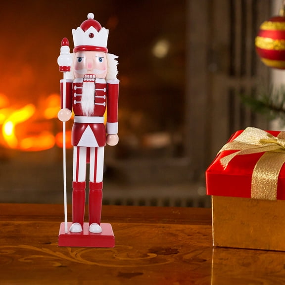 Christmas Nutcracker Figurine Small Wooden King Ornament Traditional Tree Decoration for Bookshelf Bedroom