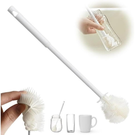360° Bottle Cleaning Brush, 2025 New Bottle Cleaning Brush, Deep Cleaning Brush for Narrow Neck Bottles, Water Bottles, Baby Bottles, Flasks Soft Bottle Brush