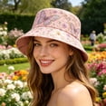 thumbnail image 5 of Basysin Vintage Print Bucket Hat Lightweight Breathable Sun Hat Fashion Wide Brim Fisherman Cap Outdoor Travel Beach Daily Holiday Hat, 5 of 5