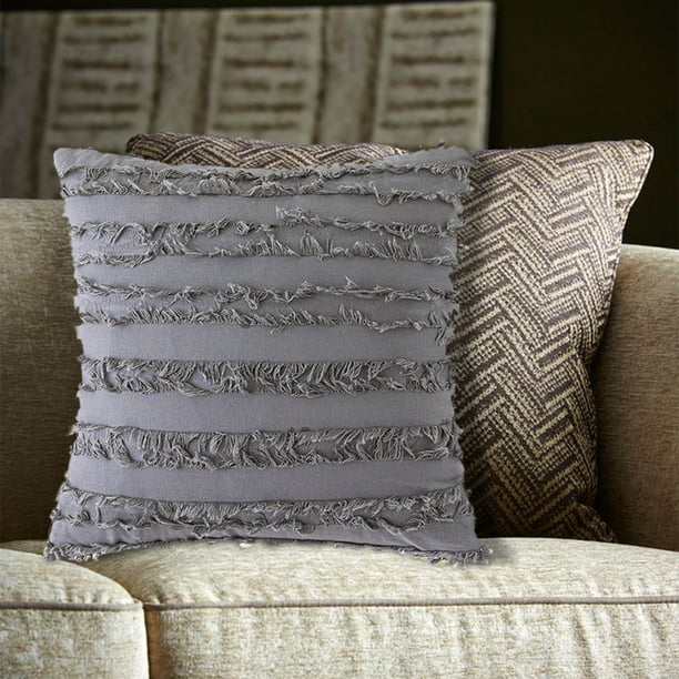 Funda de almohada con borlas, moderna, de color liso, para el respaldo del cojín, fundas de almohada para el hogar