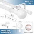 thumbnail image 3 of Urbanest Adjustable Double Curtain Rod Set Steel Ball Manhattan Finials – 1″ Front & 3/4 Back Rod With Glossy White Rod, 28–48 Inches, 3 of 6