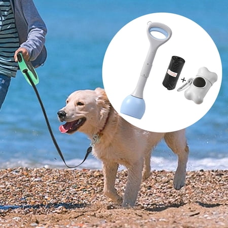 Dog Scooper Lightweight Durable Gripper for Park Outdoor Walking Blue 49cm