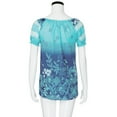 thumbnail image 4 of Uhndy Fashion Women Short Sleeve Gradient Color Shirt Summer Print Lace Hollow Bandage Blouse Casual Loose Tops Blue L, 4 of 6