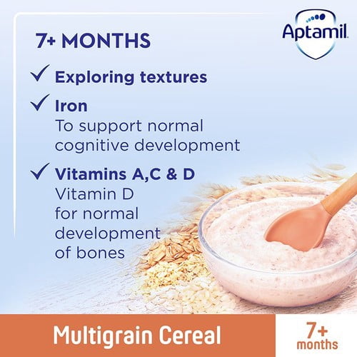 Aptamil Multigrain Porridge Baby Cereal 7+ Months 200g, British Import (Pack of 3)