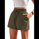 thumbnail image 3 of Pantalones Cortos de para Mujer, Informales, de Verano, de Cintura Alta, con Pierna y Cordón Ajustable, Holgados y Cómodos para la Playa. Verde M, 3 of 7
