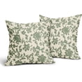 thumbnail image 4 of Sage Green Floral Block Print Pillow Covers 18x18 Set of 2 Spring Vintage Flower Pattern Cream Decorative Throw Pillowcases Outdoor Rustic Farmhouse Square Cushion Cases Couch Sofa Bed Decor, 4 of 7