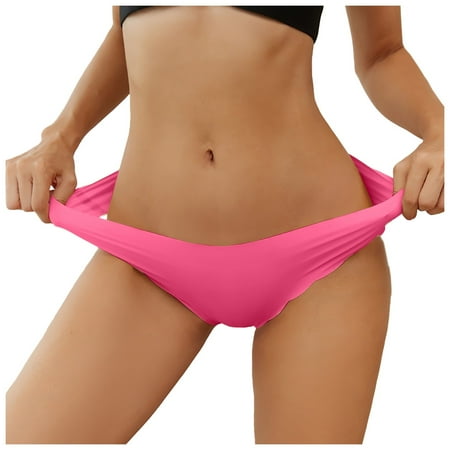 3 Packs Womens Underwear Thongs High Waisted Seamless Edge Briefs Panties for Women M Light Pink