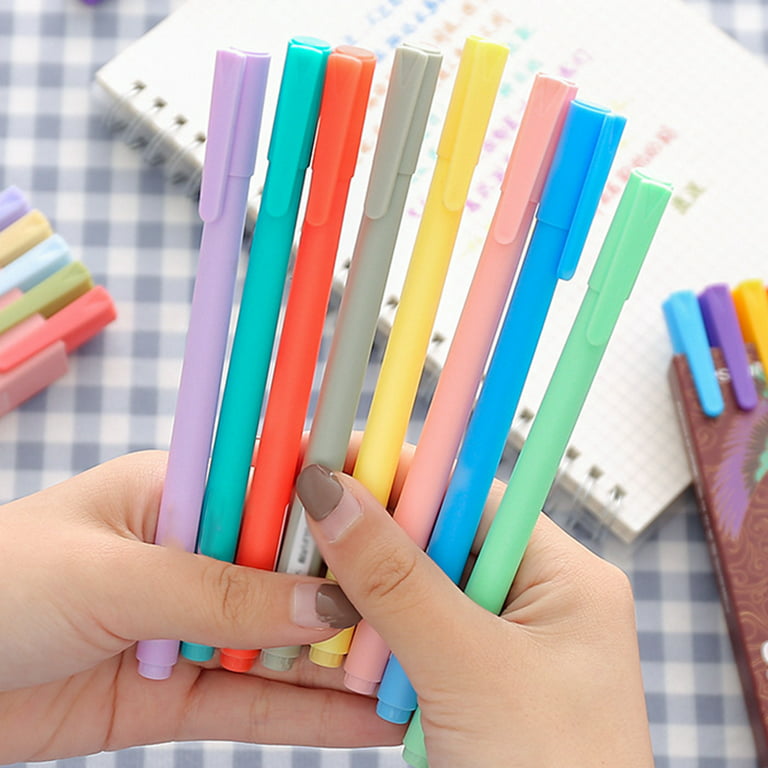 HeroNeo Pack of 5 Colored Gel Pen Set Exquisite Colorful Gel Ink Pens 0.5mm  Needle Nib Refillable Gel Pen for Student Children 