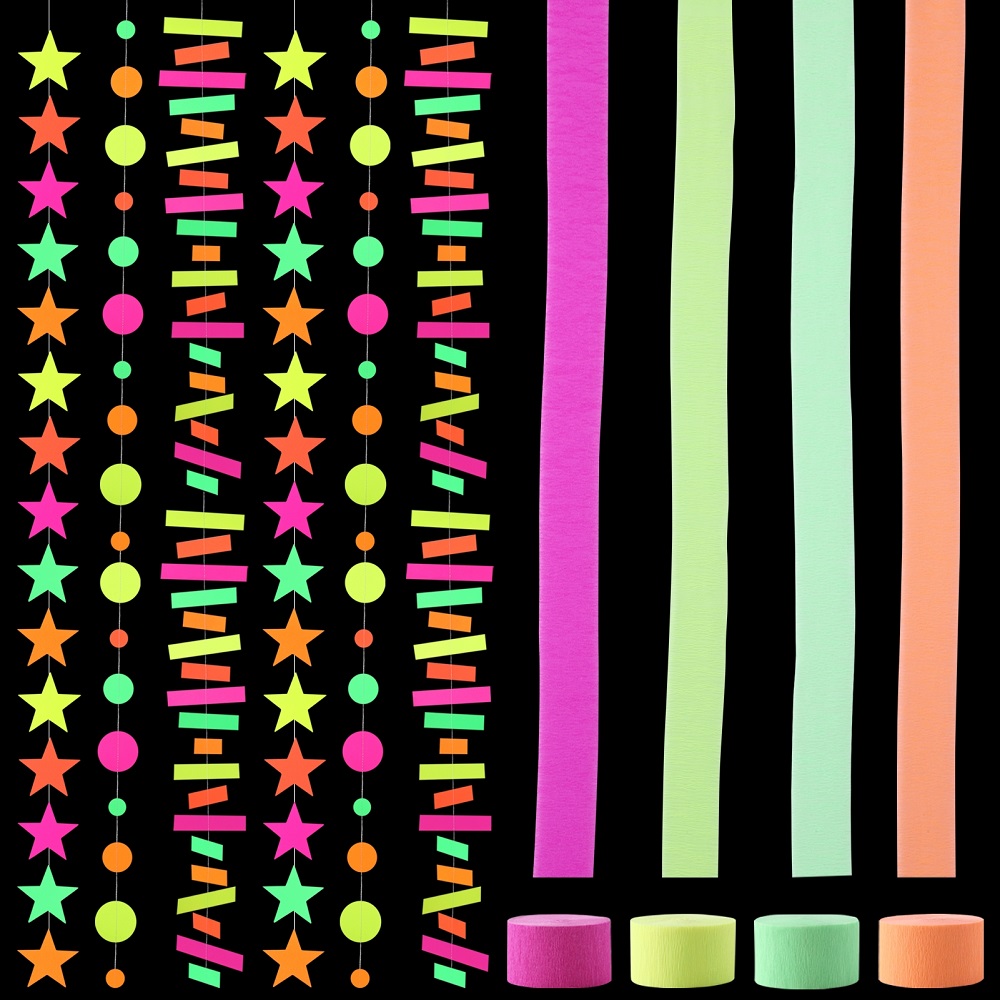 Neon Streamers,Glow In the Dark Party Supplies for Black Light Party