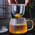 thumbnail image 4 of High Borosilicate Glass Tea Cup with Built-in Filter - 401-500ml Mushroom Design Single Mug, Heat-Resistant Dragon Scale Hammer Pattern, Perfect for Home Brewing and Daily Use, 4 of 6