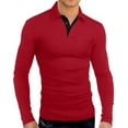 thumbnail image 4 of HAOMEILI Men's Short Long Sleeve Polo Shirts Casual Slim Fit Basic Designed Cotton Shirt Tops, 4 of 6