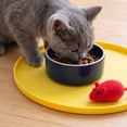 thumbnail image 4 of Round Silicone Pet Food Mat - Waterproof Dog & Cat Feeding Mat with High Lip to Prevent Spills & Protect Floors (Yellow, 7''Dia), 4 of 6