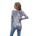 thumbnail image 4 of MintLimit Women's Tie DyeOmbre Long Sleeve Shirts Casual Tunic Tops Twist Hem Blouse, 4 of 5