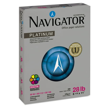 Navigator Platinum Paper, 99 Brightness, 28lb, 8-1/2 x 11, White, 500 (Navigator Paper 80gsm Best Price)