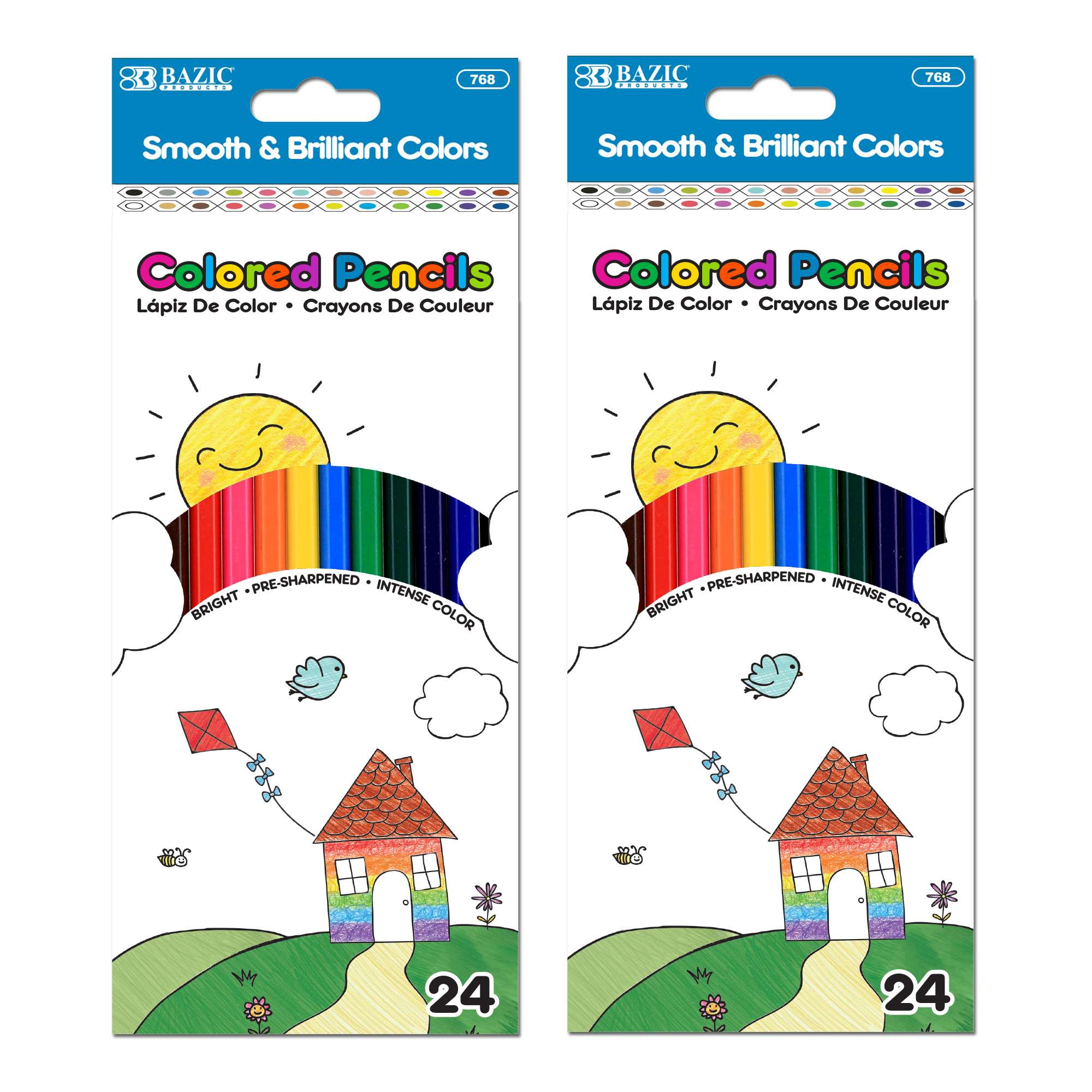 BAZIC 24 Colored Pencils, Set for Art Drawing Sketching, 2Packs