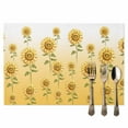 thumbnail image 2 of Watercolor Sunflower Pattern Placemats Set of 6, Gold Green Table Mats Washable Heat-Resistant Non-Slip Place Mats for Kitchen Dinner Table Indoor Outdoor Decor,13x19 Inch, 2 of 9