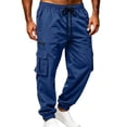 thumbnail image 5 of Men's Cargo Joggers Pants Elastic Waist Drawstring Trousers with Pockets for Casual Athletic Wear, 5 of 7