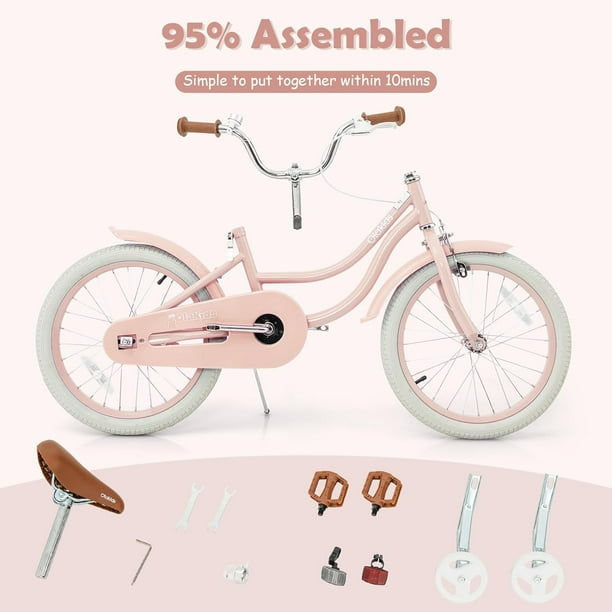 Vélo Enfant 14 Pouces – Roues Stabilisatrices, Panier Avant, Siège Arrière – Hauteur Réglable – Pour 3 à 7 Ans (95-115 Cm)