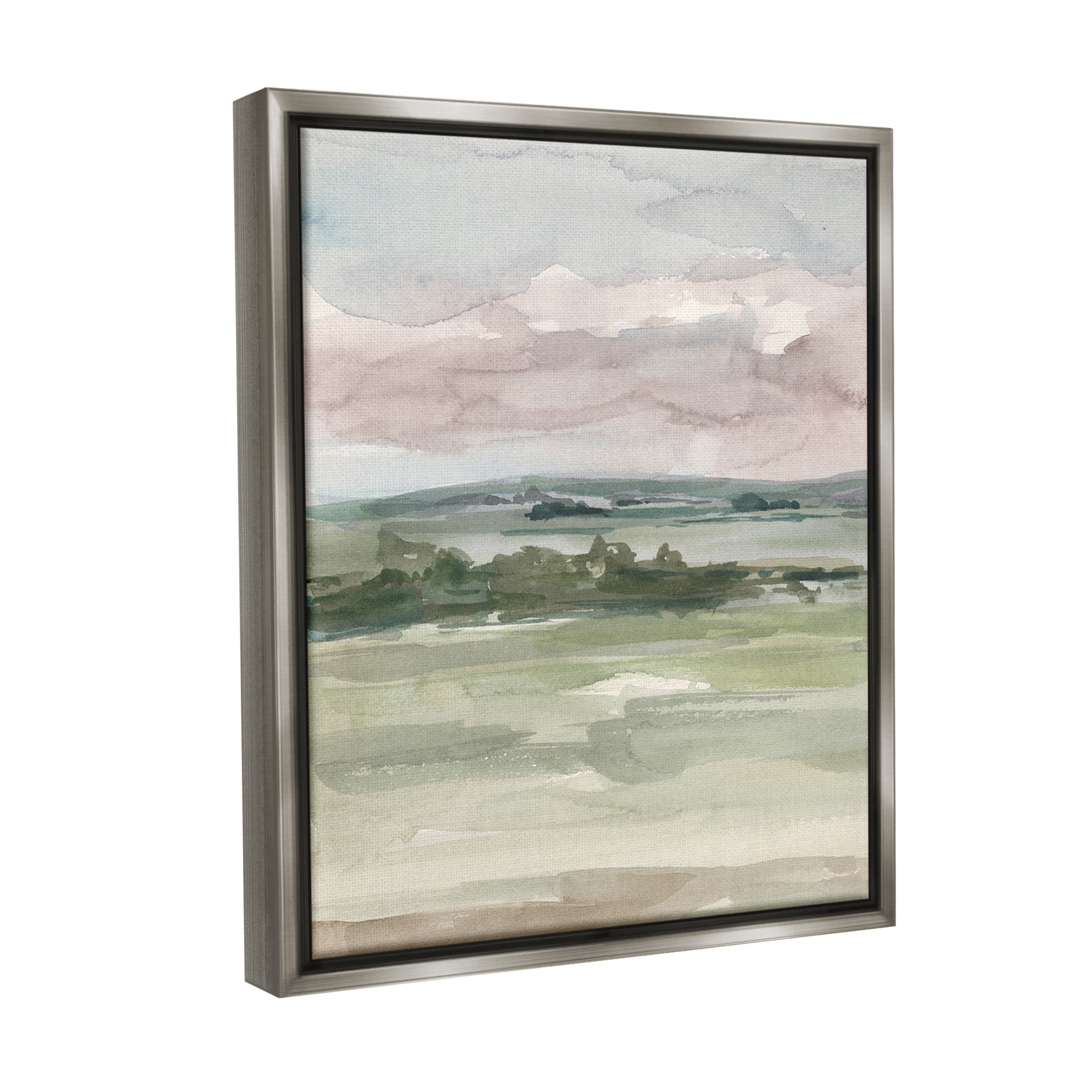 Stupell Industries Abstract Rural Landscape Landscape Painting Gray Floater Framed Canvas Art Print Wall Art, 25 x 31