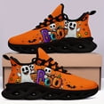 thumbnail image 3 of Coolcustomize Men's Spooky Glow-in-the-Dark-like Effect Low-Top Sneakers with Jack-O-Lantern/Charm, Orange Treat Shoes for Halloween, Lightweight Casual Trainers with Wiggly-Eye Ghosts & Bats Design, 3 of 12